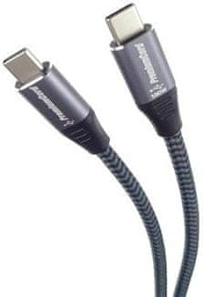 PremiumCord Kábel USB-C M/M, 100W 20V/5A 480Mbps bavlnený oplet, 1m, ku31cw1